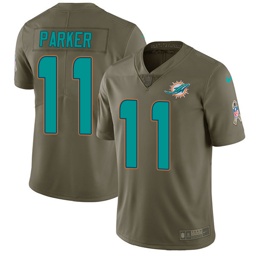 Nike Miami Dolphins #11 DeVante Parker Olive Men Stitched NFL Limited 2017 Salute to Service Jersey